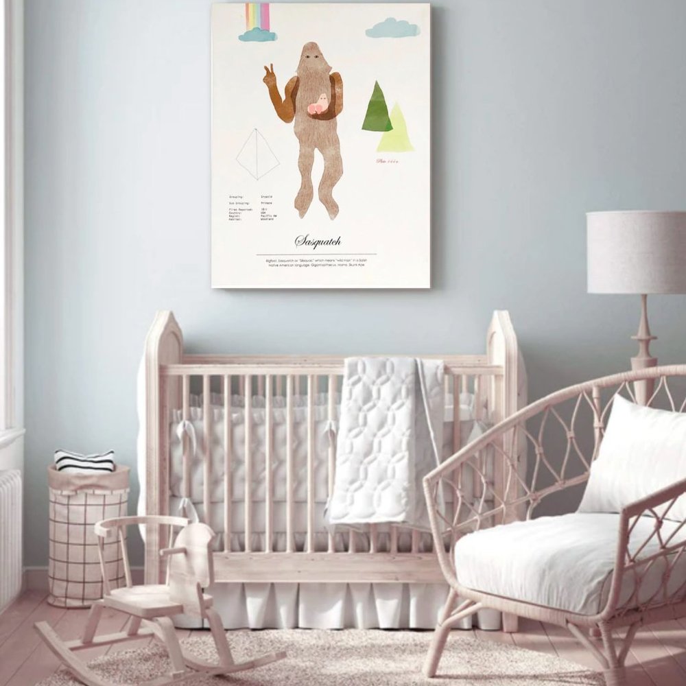 Oopsy Daisy SASQUATCH Mythical Mommy & Baby LAND OF NOD Canvas Print 18 x 14